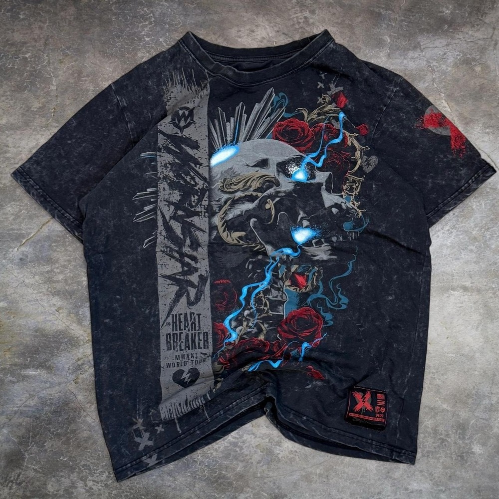 Wornstar 2021 Heart Breaker Skull Graphic Tee Mens Size Large Skater Grunge Goth